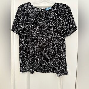CeCe Black and White Speckled Button Down Shirt